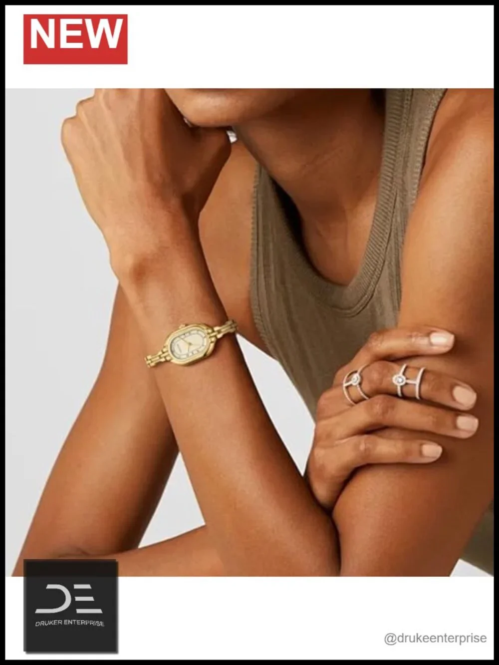 Gold Dainty Bangle Watch, Small Vintage Bracelet, Easy Read Numeral Dial,